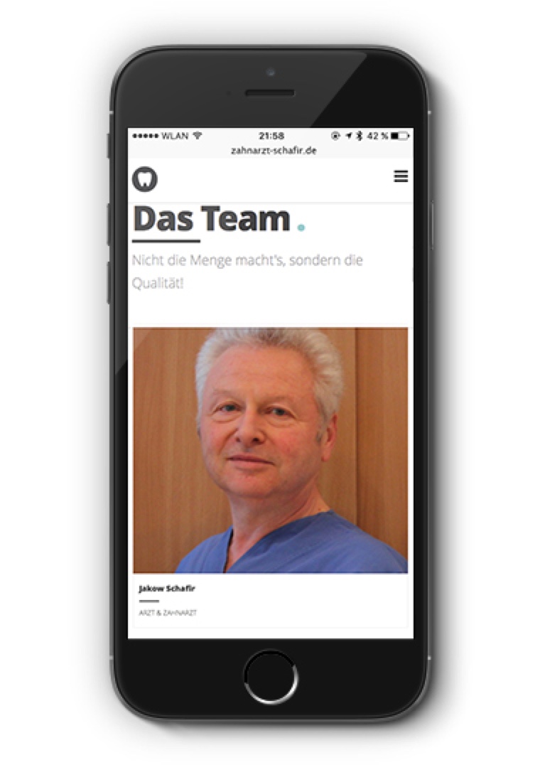 Zahnarzt Schafir Webseite Mobile Team